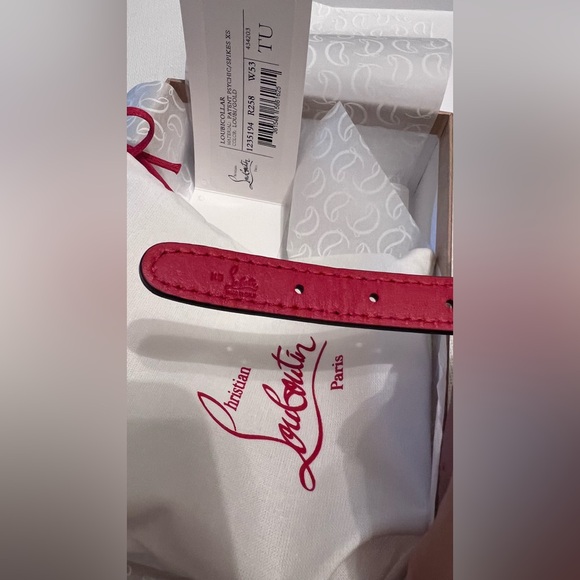 Christian Louboutin Small LoubiCollar LoubiLeash Psychic Patent RED Gold Spikes - Picture 7 of 12